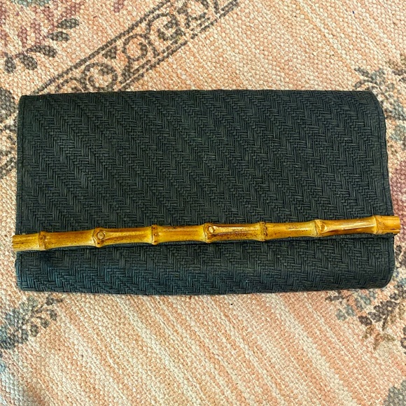 Black H&M Woven Clutch, Bamboo - Picture 1 of 4